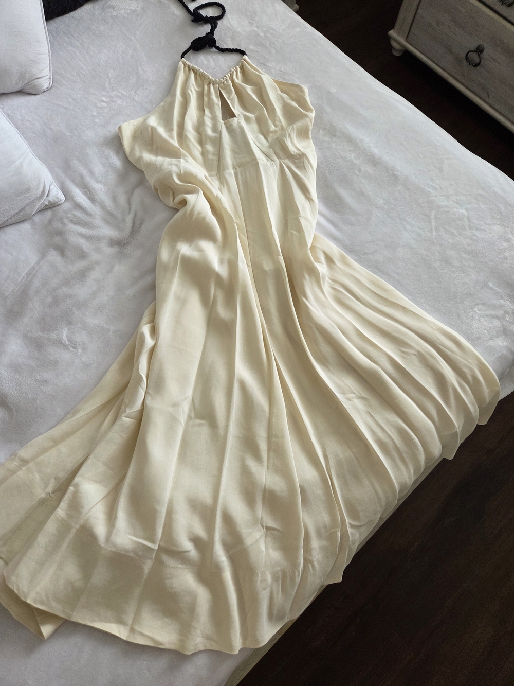 ANTONIO MELANI Cream Halter Maxi Gown